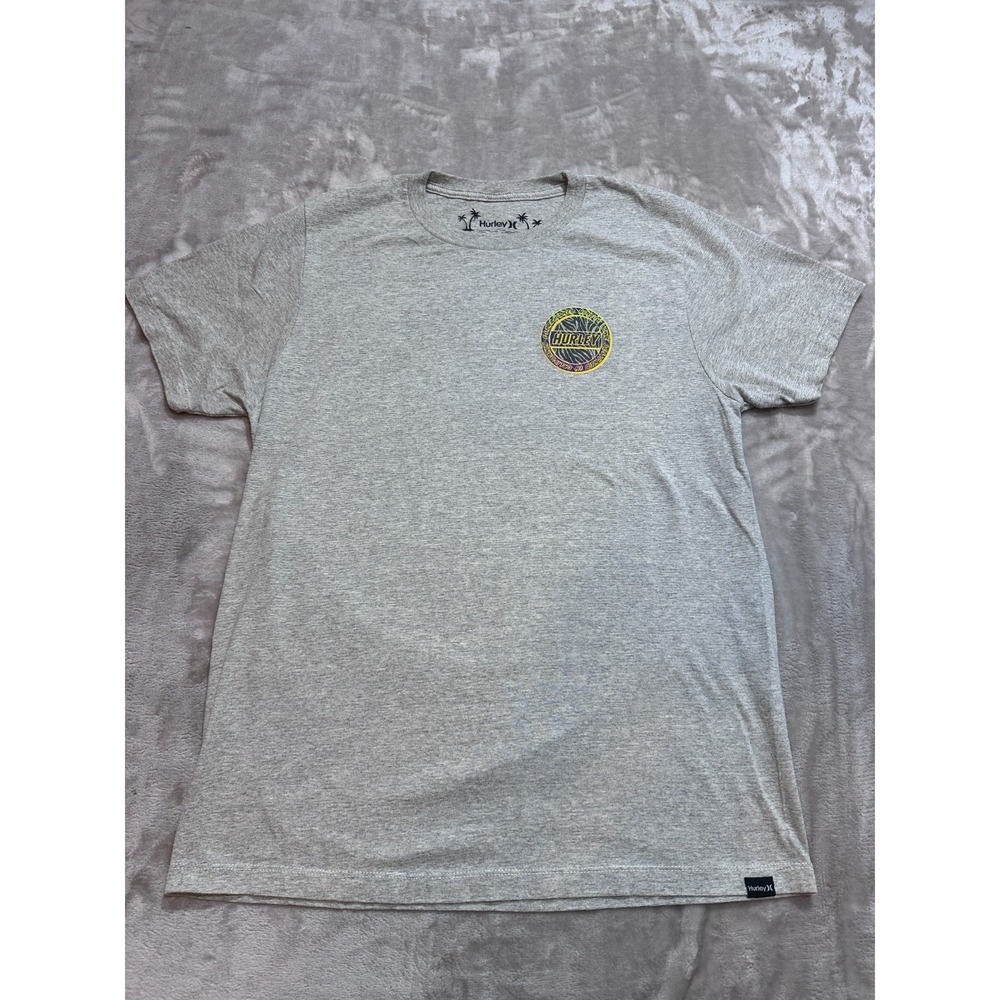Hurley T-Shirt Mens Size Medium Gray Short Sleeve Crew Neck Front & Back Logo